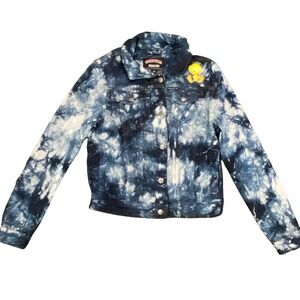 Looney Tunes Members Only Womens Medium Tie-Dye Denim Jean Trucker Jacket Tweety